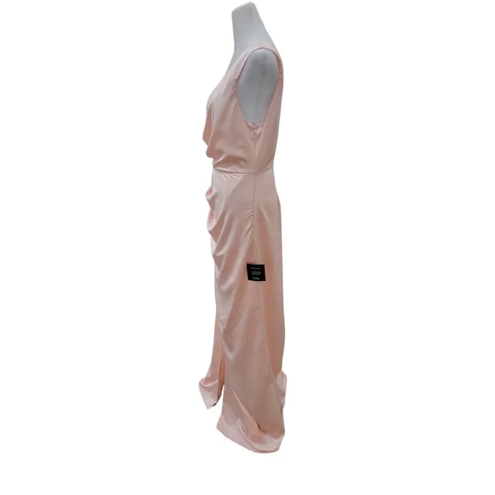 NEW Lulus Dreaming of Elegance Pink Satin One-Shoulder Maxi‎ Dress - Size M - Picture 8 of 16